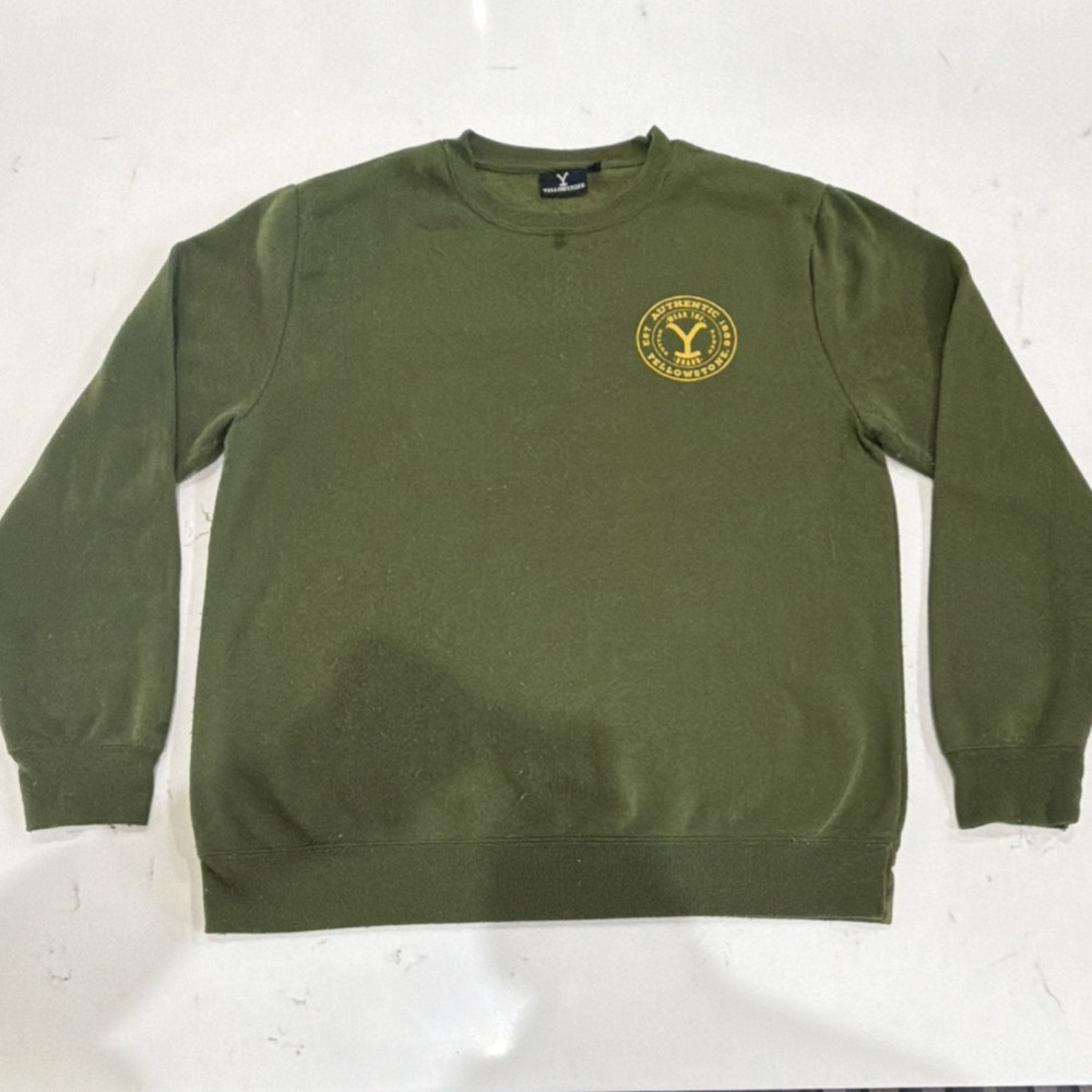 Yellowstone Dutton Ranch Green Graphic Print Pullover Sweatshirt Mens Size L